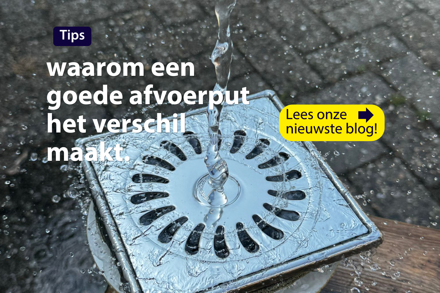 RVS afvoerput voert krachtige waterstraal snel af